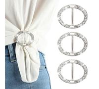 TUONYIS 3 Pezzi Fibbie per Sciarpe Ferma Foulard Donna Fibbia Spille per Vestiti Semplici ed Eleganti Spilla Rotonda Classica da Sposa con Zirconi in Metallo con Strass Fibbia Sciarpe a Sciarpa