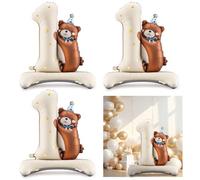 TUONYIS 3 Pezzi Palloncini Compleanno 1 Anno Bimbo, Palloncino Numero 1 Palloncini a Forma di Orso, Primo Compleanno Bimbo Palloncini Decorazione Compleanno Orso per Baby Shower, Compleanni Décoration