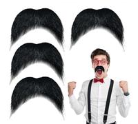 TUONYIS 4 Pezzi Barbe Finte, Barba Finta Realistica Divertente, Autoadesivi Finti Capelli Facciali, novità Capelli Finti sul Viso, per Natale Costume di Halloween Accessorio per Feste Cosplay (Nero)