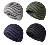 TUONYIS 4 Pezzi Cappello Invernale,Cappelli Beanie da Uomo in 4 Colori,Cappello da Pescatore Termico Autunno Inverno Cappelli,Berretto in Maglia per Uomini e Donne,per attività all'Aperto(4 PCS)