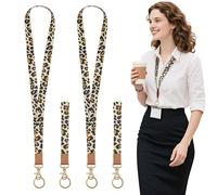 TUONYIS 4 Pezzi Cordino da Collo, Cordini Cinghia da Collo, Portachiavi Collo, Neck Lanyard Strap con Stampa Fronte Retro, Cordino per Studenti, Biglietto da Visita, Cellulare (Stampa leopard)