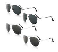 TUONYIS 4 Pezzi Occhiali da Sole Pilota Polarizzati per Uomo Donna, UV400 Protezione Occhiali Aviatore Stile Classico Occhiali da Sole per Viaggi Pesca Drive Sport (Nero, Argento)