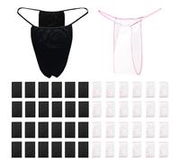 TUONYIS 50 Pezzi Tanga Donna Monouso,Tanga Monouso Estetica Slip,con Cinturino a T in Tessuto Non Tessuto per Il Trattamento dei Capelli di Controllo del Corpo di Primavera(Nero+Bianco)