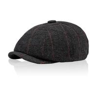 TUONYIS Newsboy cap Berretto da Uomo Berretto da Strillone Cappello da Fornaio Piatto Berretto Morbido Regolabile Cappello da Berretto in Tweed a Spina di Pesce(IT, Numero, 56, 61, Nero)