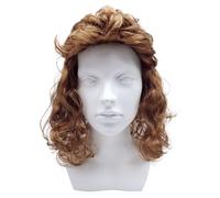 TUONYIS Parrucca Mullet Uomo, Marrone Costume 70s 80s Hippie Cosplay Mullet Parrucca, Retro Disco Punk Rocker Parrucche, per Festa di Cattivo Gusto, Halloween, Festa a Tema o Carnevale (Marrone)