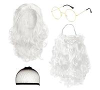 TUONYIS Set da 4 Pezzi Con Barba e Parrucca di Babbo Natale, Retina per Capelli e Occhiali da Sole - Accessori per Costume da Babbo Natale per Adulti, Feste in Maschera, Cosplay