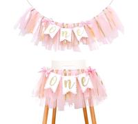 TUONYIS Uno Striscione per Seggiolone Banner Sedia Alta Cake Party Supplies uno Striscione per il Bambino Decorazione Festa di Compleanno Striscione Buon Compleanno per Ragazzi o Ragazze(Rosa)