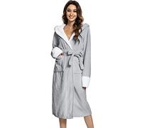 Tuopuda Accappatoio Donna con Cappuccio 2 Tasche Pigiama Kimono Vestaglia Camicia da Notte con Cintura Scollo a V Camice da Notte Nightdress per Sposa al Nubilato/Matrimoni/Feste