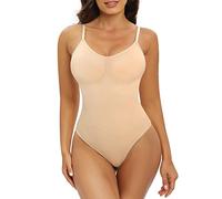 Tuopuda Body Donna Bodysuit Contenitive Intimo Modellante Guaina Contenitivo Shapewear Dimagrante Pancia Piatta Invisibile Perizoma Snellente Shaper Senza Cuciture Spallino Regolabile, Beige, S