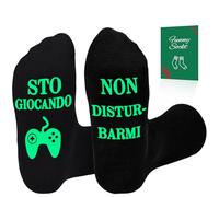 Tuopuda Calzini Divertenti Uomo Donna Cotone, Calze Fantasia Motivo NON DISTURBARE MI STO GIOCANDO, Regalo di Natale Calzini Personalizzati Calzini da Gioco Regali Compleanno, Nero-fluorescente gioco