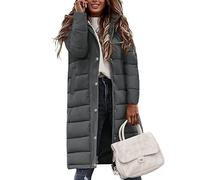 Tuopuda Cappotto Caldo Invernale Giacca Lunga Antivento Parka con Cappuccio Staccabile Giubbotto Idrorepellente Donna, Grigio scuro, S