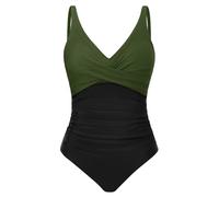 Tuopuda Costume da Bagno Intero Donna Sexy Scollo a V Costumi da Mare Interi Curvy Push Up Imbottito Reggiseno Bikini Controllo della Pancia Cross Costumi Un Pezzo Spiaggia Beachwear, Nero-F, S