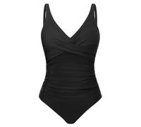 Tuopuda Costume da Bagno Intero Donna Sexy Scollo a V Costumi Interi da Mare Piscina Push Up Imbottito Reggiseno Costumi Bikini Un Pezzo Cross Spiaggia Beachwear, Nero, S