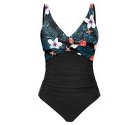 Tuopuda Costume Intero Donna Costume Contenitivo Modellante Pancia Piatta Costumi Curvy Swimsuit da Mare Swimwear Monokini con Spalline Regolabili, Nero-B, M