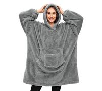 Tuopuda Felpa Donna Coperta con Maniche Felpe Plaid con Cappuccio Oversize Coperta Indossabile in Pile Pullover Blanket Hoodie Sherpa Fleece Felpa Gigante con Cappotto Pigiama Invernale, Grigio chiaro