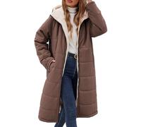 Tuopuda Giubbotto Donna Invernale Giacca Lunga Reversibile con Cappuccio | Reversibile, Calda fodera in pile Sherpa, Cerniera Reversibile, Tasche Laterali, Città & Viaggio