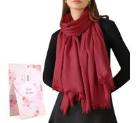 Tuopuda Sciarpa Donna Elegante Scialli da Sposa Prom Foulard Leggero Lungo Stola Tinta Unita Morbida Scarf Gonna da Spiaggia Regalo Scialle Coprispalle Regalo per Cerimonia Festa 195 x 95CM, Rosso