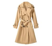 Tuopuda Trench Donna Primaverile Autunnale, Cappotto Doppiopetto Lungo Classico Antivento, Giacca a Maniche Lunghe Trenchcoat Cappotti Mantello Windbreaker Giacche con Tasche, Kaki, XL