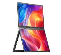 TUOPUONE Monitor portatile a doppio schermo da 14 pollici, doppio 1080p High Definition Foldable Screen, 100% sRGB, 178° Wide Viewing Angle, sensore integrato di gravità, Hi-Fi Speaker, Supports