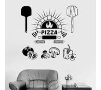 TUOQIANNAN Adesivo da Parete in Bianco e Nero - Adesivo da Parete Decorativo per Ristorante con insegna Pizzeria per Bar e ristoranti Fast Food, Adesivo da Parete in Vinile di Alta qualità 54x75cm