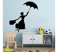 TUOQIANNAN Adesivo da Parete in Bianco e Nero - Adesivo da Parete di Mary Poppins, Adatto per la Camera dei Bambini e la casa, Adesivo da Parete in Vinile di Alta qualità 58X66Cm