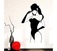 TUOQIANNAN Adesivo da Parete in Bianco e Nero - Modello di Guanti da Cappello da Donna Sexy, Adatto per Camera da Letto, Soggiorno, Adesivo da Parete in Vinile di Alta qualità 41X68 cm