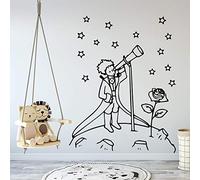 TUOQIANNAN Adesivo da Parete in Bianco e Nero - Telescopio astronomico del Piccolo Principe per la cameretta dei Bambini, Adesivo da Parete in Vinile di Alta qualità 57X73 Cm