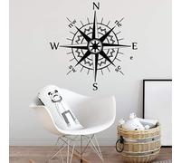 TUOQIANNAN Adesivo da Parete in Bianco e Nero - Tema Nautico Rosa dei Venti, Adatto per la Decorazione della Camera dei Bambini o del Soggiorno, Adesivo da Parete in Vinile di Alta qualità 28X28Cm