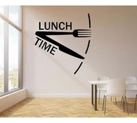 TUOQIANNAN Adesivo da Parete Rimovibile - Decorazione Creativa per Orologio all'ora di Pranzo per Bar, Mensa o Sala da Pranzo Domestica, Adesivo da Parete in Vinile Nero 42 x 45 cm