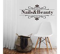 TUOQIANNAN Adesivo da Parete Rimovibile - Decorazione per Nail Art e Testo di Bellezza, Adatto per Nail Art e Decorazione murale per Salone di Bellezza, Adesivo da Parete in Vinile Nero 120X54 Cm