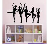 TUOQIANNAN Adesivo da parete rimovibile - decorazione silhouette ballerina per la camera dei bambini e studi di danza - adesivo da parete in vinile nero 23 x 45 cm