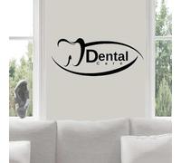 TUOQIANNAN Adesivo da Parete Rimovibile - Forma di Denti con Testo per Studio Medico o Sala d'attesa, Adesivo da Parete in Vinile Nero 135 cm X 56 cm