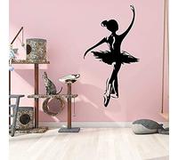 TUOQIANNAN Adesivo da Parete Rimovibile - Silhouette di Una Ballerina per Aula di Danza, Camera da Letto e Bagno per Ragazze, Adesivo da Parete in Vinile Nero 42 x 22 cm