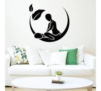 TUOQIANNAN Adesivo da Parete Rimovibile - Terapia di Massaggio Lascia Decorazioni Zen Yoga per Salone di Bellezza Salone di Massaggi, Adesivo da Parete in Vinile Nero 57x55 cm
