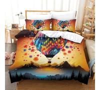 TUOQIANNAN Copripiumino Matrimoniale, Copripiumino Fantasia mongolfiere Stampato in 3D, Set Completo Letto Matrimoniale in Microfibra con Cerniera, 1 Copripiumino 2 federe cm 50x75cm