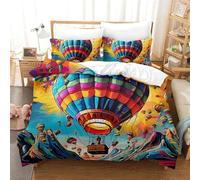 TUOQIANNAN Copripiumino Matrimoniale, Copripiumino Fantasia mongolfiere Stampato in 3D, Set Completo Letto Matrimoniale in Microfibra con Cerniera, 1 Copripiumino 2 federe cm 50x75cm