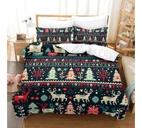 TUOQIANNAN Copripiumino Matrimoniale, Copripiumino Motivo Albero di Natale Stampato in 3D, Set Completo Letto Matrimoniale in Microfibra con Cerniera, 1 Copripiumino 2 federe 50x75 cm