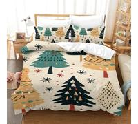 TUOQIANNAN Copripiumino Matrimoniale, Copripiumino Motivo Albero di Natale Stampato in 3D, Set Completo Letto Matrimoniale in Microfibra con Cerniera, 1 Copripiumino 2 federe 50x75 cm