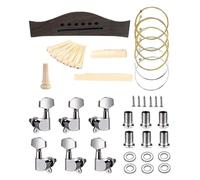 TUOREN Set di accessori per chitarra in palissandro piroli per ponte, capotasto a sella (3 sinistro + 3 destro), 6 corde di ricambio per chitarra acustica, argento B