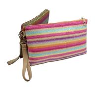 TUOYDJA Pochette Paglia,Pochette Paglia Donna 2 pezzi Borsa a busta da donna colorata Borsa da spiaggia intrecciata a mano vintage for lo shopping(Style 3)