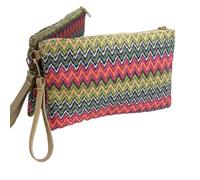 TUOYDJA Pochette Paglia,Pochette Paglia Donna 2 pezzi Borsa a busta da donna colorata Borsa da spiaggia intrecciata a mano vintage for lo shopping(Style 2)