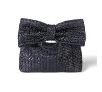 TUOYDJA Pochette Paglia,Pochette Paglia Donna Borsa a mano in paglia intrecciata da donna, con manico a fiocco, borsa da polso di lusso for feste e banchetti, borsa da spiaggia for le vacanze(Black)