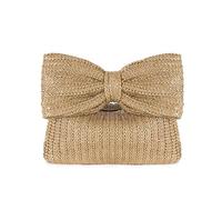 TUOYDJA Pochette Paglia,Pochette Paglia Donna Borsa a mano in paglia intrecciata da donna, con manico a fiocco, borsa da polso di lusso for feste e banchetti, borsa da spiaggia for le vacanze(A)