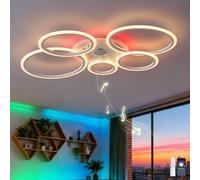 TuoyuanW Lampadario Altoparlante Bluetooth RGB Lampadari Circular Design con Telecomando Timer Dimmerabile Plafoniera con Luce Notturna e Funzione di Memoria per la Camera da Letto, Bianco