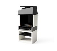 TUOZI - Barbecue da costruzione a legno e carbone, modello KITAWAY OTTE (grigio/bianco, 84 x 63 x 192 cm)