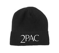 Tupac 2Pac Beanie Hat Logo Nuovo Ufficiale Nero Unisex Size One Size
