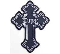 Tupac - 2Pac Tupac Patch Cross Logo Nuovo Ufficiale Nero Embroidered Woven Iron On Size One Size