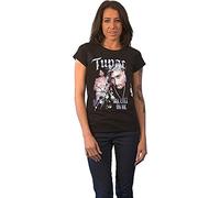 Tupac T Shirt 2Pac all Eyez Blu Homage Logo Ufficiale da Donna Boyfriend Fit Size M