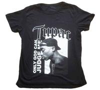Tupac T Shirt 2Pac Only God Can Judge Me Ufficiale da Donna Boyfriend Fit Nero Size S