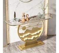 TUPAFJU Consolle decorativa moderna nera/oro con piano in lastra di pietra, tavolino stretto da posizionare dietro il divano, ideale per ingresso, corridoio e soggiorno(Gold B,100cm/39.3in)